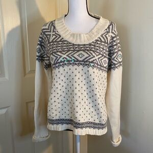 Debbie Morgan, grey/cream patterned sweater, large